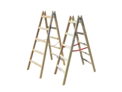 Escalera de madera 2x 8 peldaños 150 kg Awtools