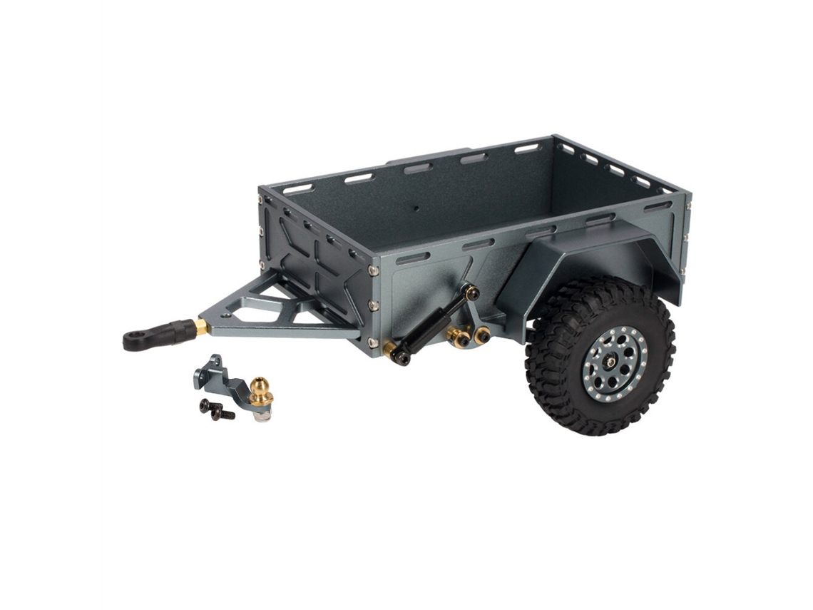 Negro Remolque Aluminio Cnc Para Coche Rc Rock Crawler Enganche Bola 1/18 Trx4m Scx24 Redcat Repuesto