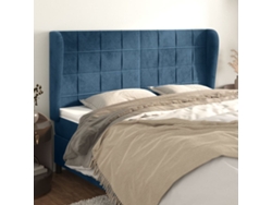 Cabecero Con Orejas De Terciopelo Azul Oscuro 203x23x118/128 Cm