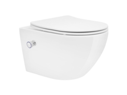 Inodoro suspendido sin borde WC largo blanco nanorrevestimiento para baño LUXEBATH