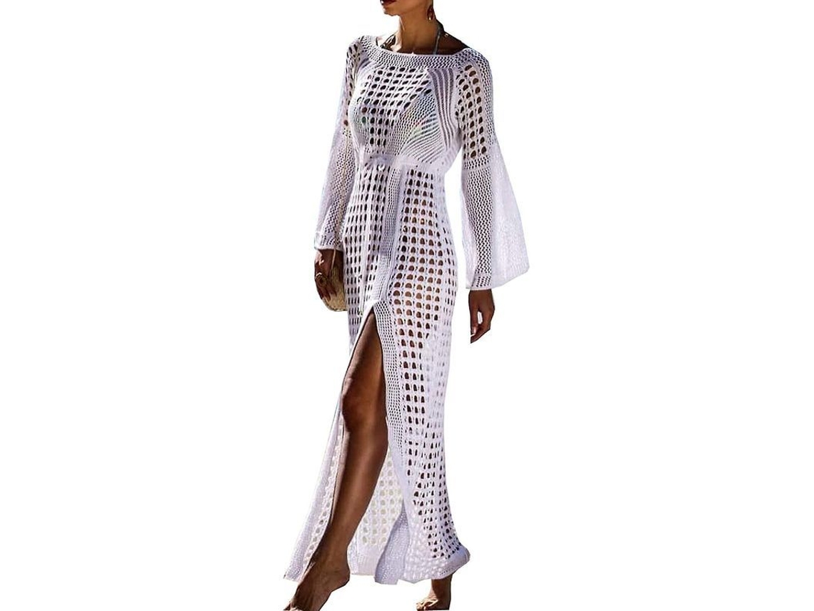 Vestido largo de playa sexy con estampado floral, top y falda de tul elástico, talla S, modelo 2026.