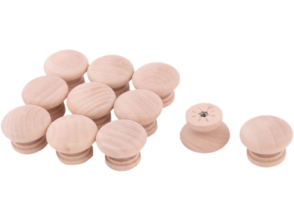 11x House Manija Redonda De Madera Para Muebles, Armario, Cajón, Puerta, Tirador De De