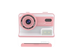 Cámara infantil con impresión instantánea, doble cámara frontal y trasera, pantalla HD de 2,4 pulgadas, rosa