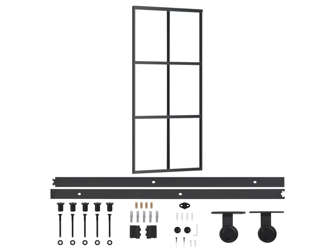 Puerta corredera VIDAXL Negro Aluminio (90x205cm)