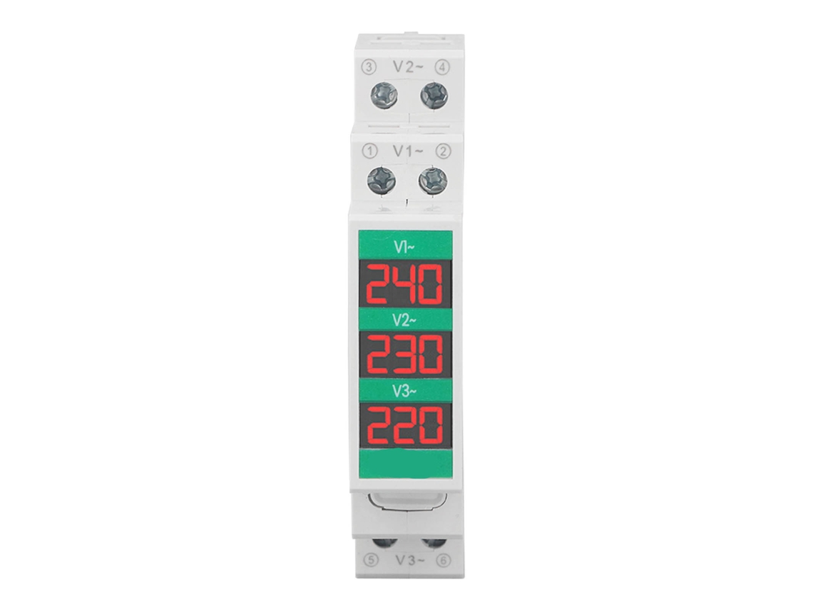 Voltímetro Digital Trifásico Con Pantalla Lcd, Montaje En Riel Din, Medidor De Voltaje De 60-450 V Ca.