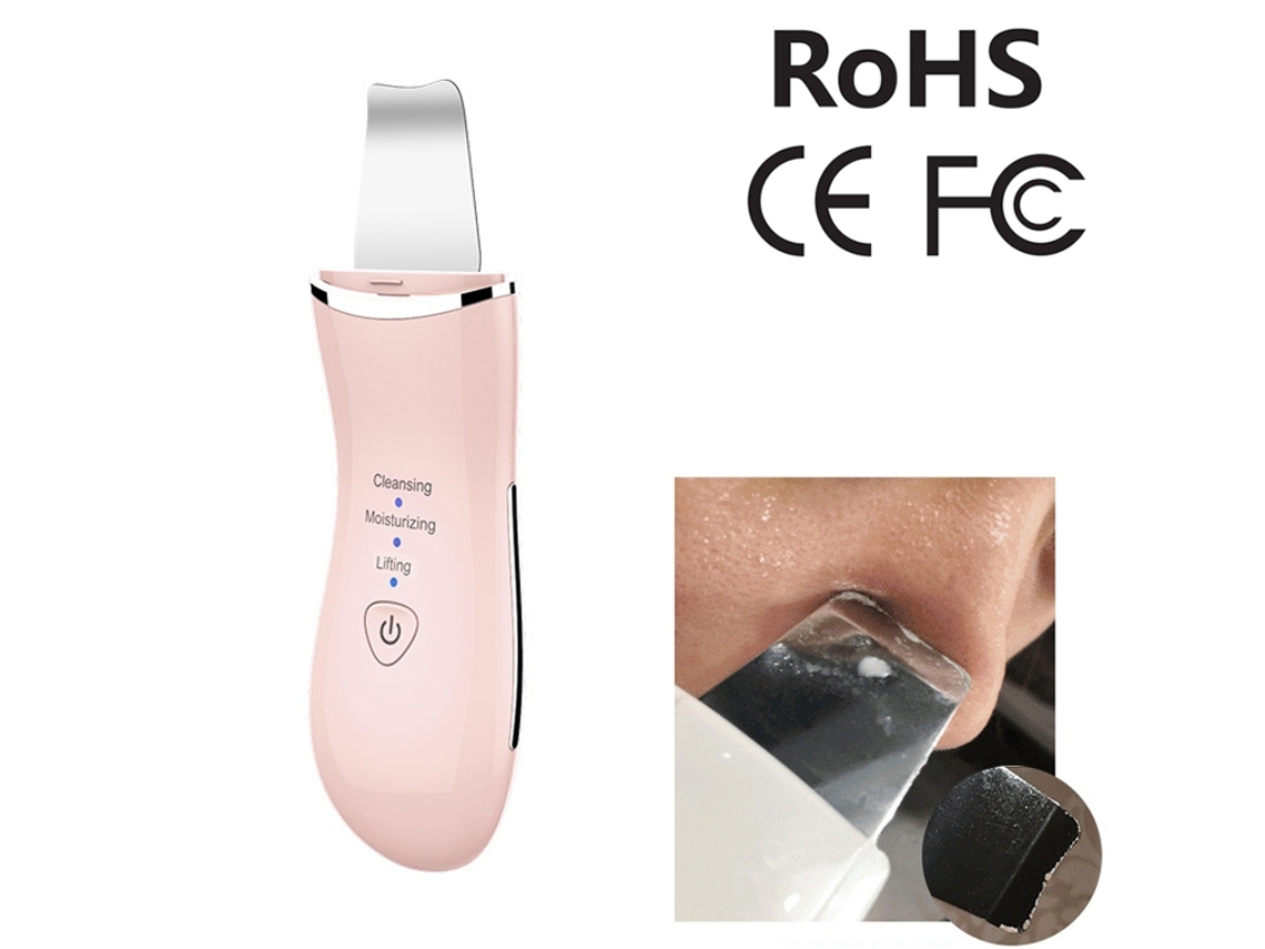 (rosa) Pelador Facial Ultrasónico, Limpieza Facial Vibratoria Y Masajeador Casero