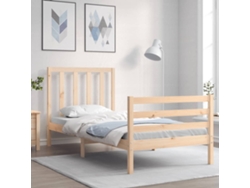 Cama Individual | Estructura De Cama Individual Con Cabecero Madera Maciza