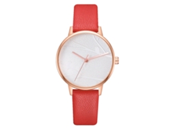 Reloj De Pulsera Para Mujer Con Correa Ajustable De Pu, Esfera Redonda Y Movimiento De Cuarzo Rojo.