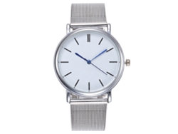 Reloj De Pulsera Analógico Redondo De Aleación, De Moda, Con Movimiento De Cuarzo, Plateado.