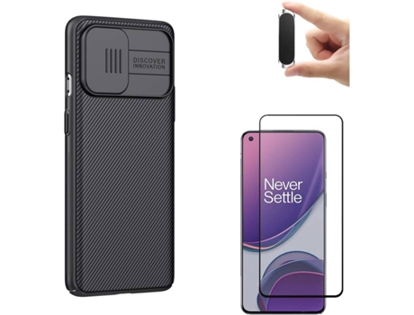 Kit Funda, Protector y Soporte para OnePlus 8T PHONESHIELD BD-NKCS&9D&MH-BK-OP-8T Negro