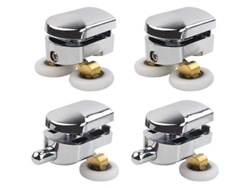 Rodillo para mampara de ducha, 4 rodillos dobles, ruedas de repuesto para mampara de ducha (cuero), Jortmrd (25 mm)