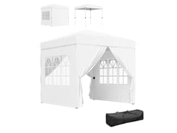 Tienda de campaña desplegable de 2,5 x 2,5 m, 4 paredes, protección UV, altura regulable, bolsa de transporte blanca.