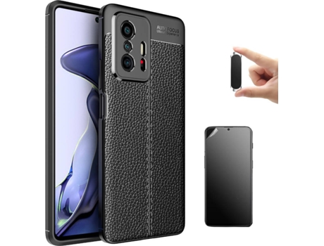 Funda + Protector de Pantalla + Soporte Magnético Xiaomi 11T Pro Rugged Leather Negro
