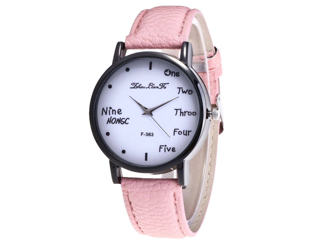 Reloj De Pulsera De Quartzo Deportivo Para Estudiantes Dial Redondo Color Rosa