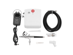 Kit De 8pcs Aerógrafo De Doble Acción Con Bomba Blanca Y Pistola De Pintura (plug Ue 110-240v)