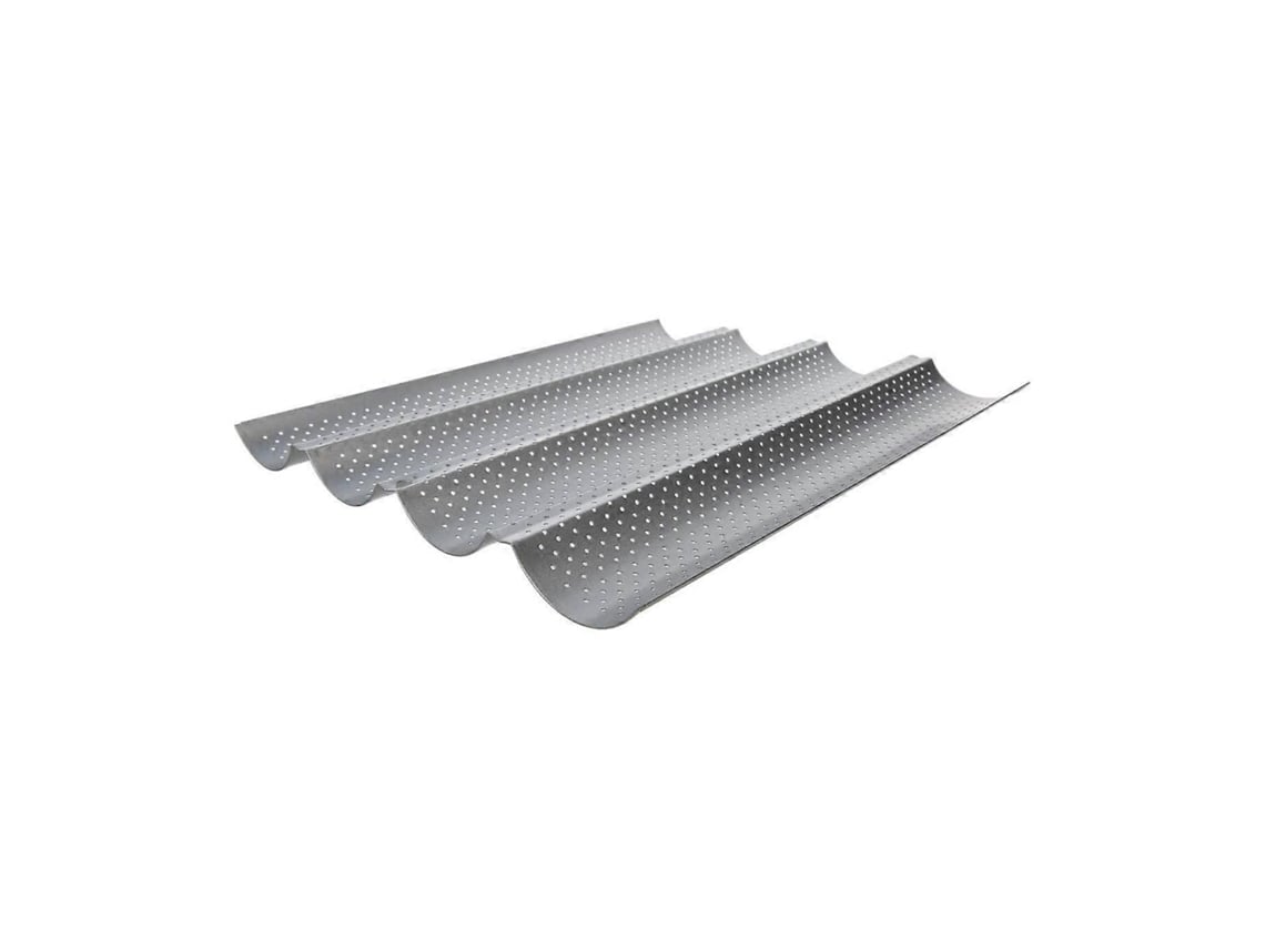 Bandeja Para Hornear 4 Baguettes - Antiadherente - Perforada - Reversible Para Galletas Y Baldosas De Almendra