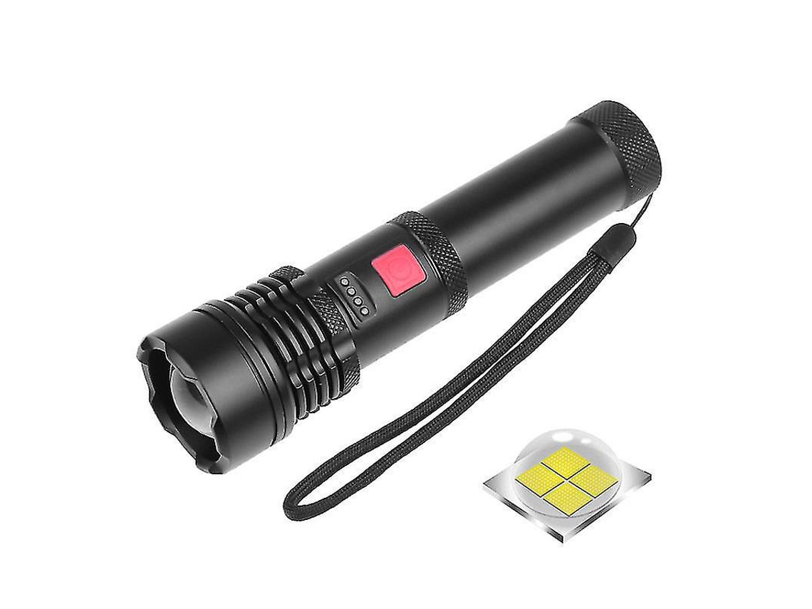 Linterna LED XHP50 recargable por USB, 5 modos de zoom, IPX8, para camping/emergencias, color negro, Yizhood