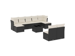 Maison Exclusive - 10 Pcs Conjunto Sofás De Jardim C/ Almofadões Vime Pe Preto