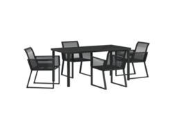 Juego de comedor VidaXL de 5 piezas en ratán y poliéster negro