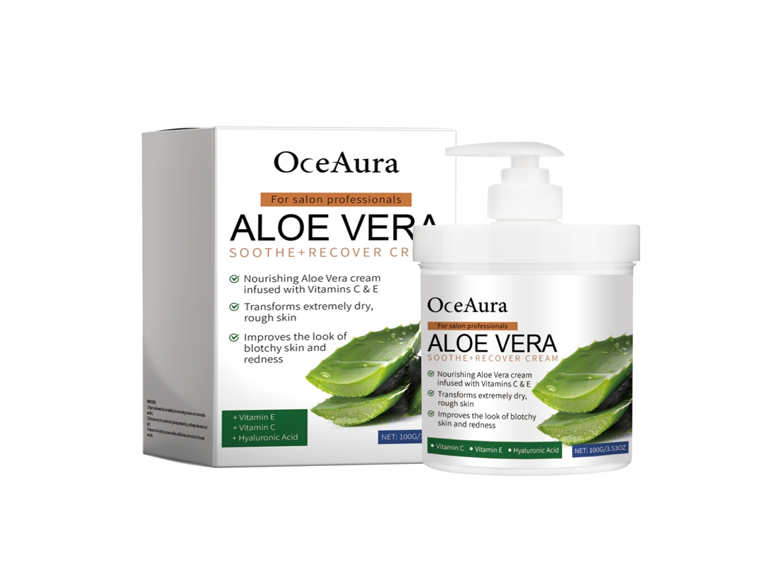 Crema de aloe vera para reparar las quemaduras solares.