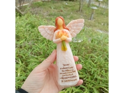 Estatua de ángel femenino de resina, regalo de jubilación, ramo de flores.