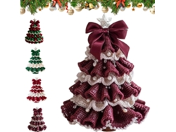 Kit de árbol de Navidad de ganchillo DIY, juego de decoración de ganchillo hecho a mano con lazo y perlas Aeuzwr (b)