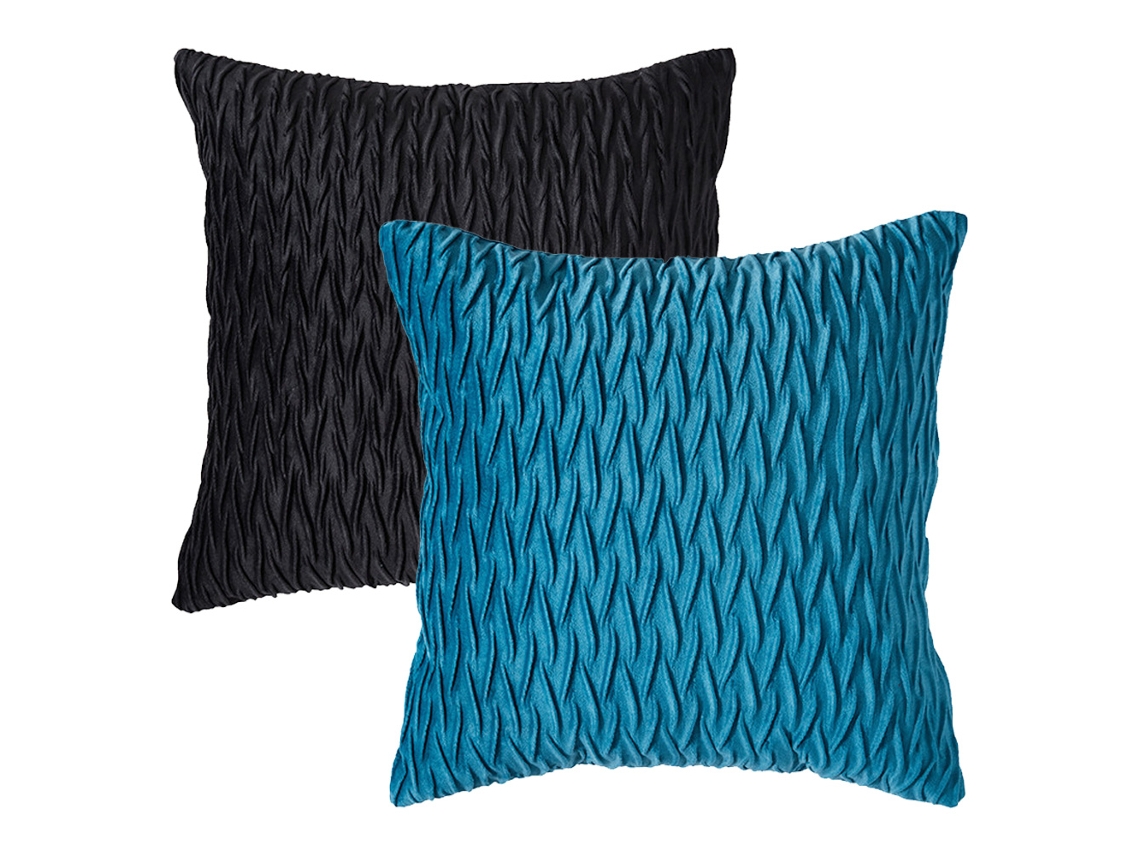 Funda De Almohada Plisada De 2 Piezas - 45 * 45 Cm (Sin Núcleo) - Patrón De Tijeras 74 Azul Patrón De Tijeras 86 # Negro JEIIBRZUI