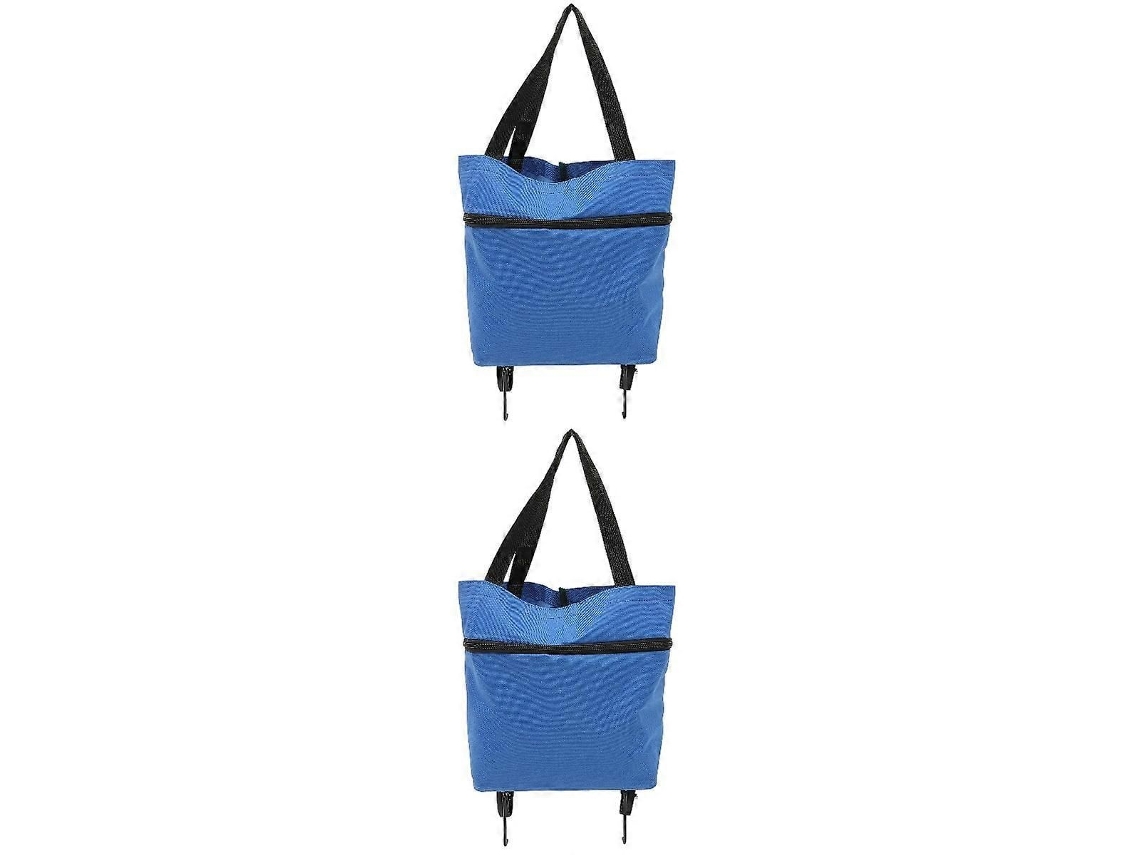 Juego de 2 bolsas de compra plegables, bolsa de compra grande, bolsa de compra plegable con ruedas GOKOCO
