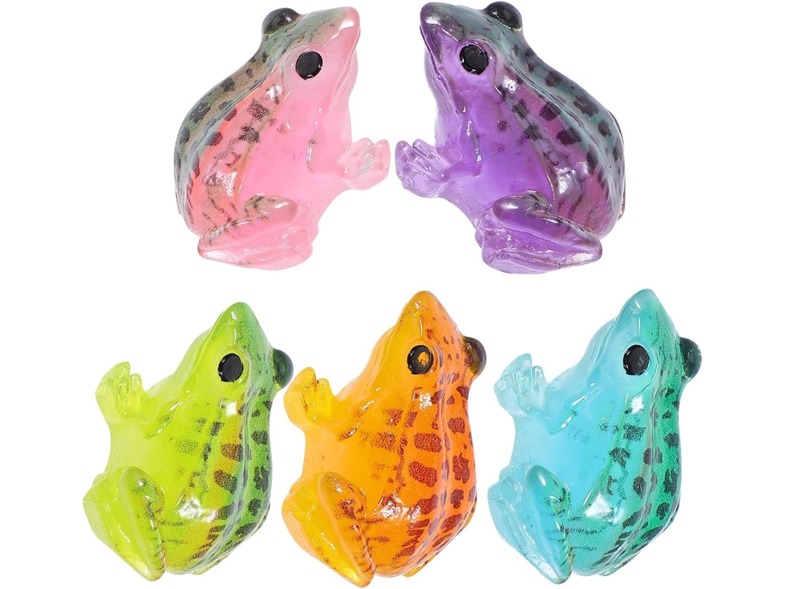 Figuritas De Ranitas, 5 Piezas, Hechas De Resina, Para Decoración Del Hogar Y El Jardín En Naranja, Azul, Verde, Rosa Y