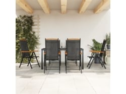 Juego de comedor de jardín de 7 piezas de aluminio negro Dkd Home Decor