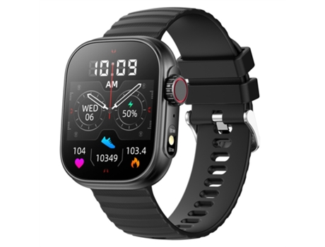 Smartwatch, pantalla grande de alta definición de 2,01 pulgadas, detección de frecuencia cardíaca las 24 horas, negro CHRONUS