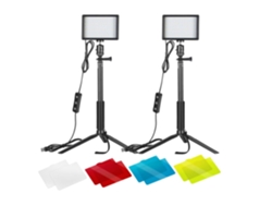 Panel Led Iluminador NEEWER Fotografia y Vídeo con Tripode y Filtros (2 Unidades)