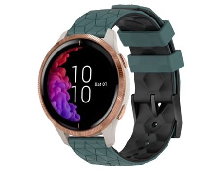 Correa de reloj inteligente para Garmin Venu 20 mm Patrón de fútbol de silicona bicolor (verde oliva + negro)