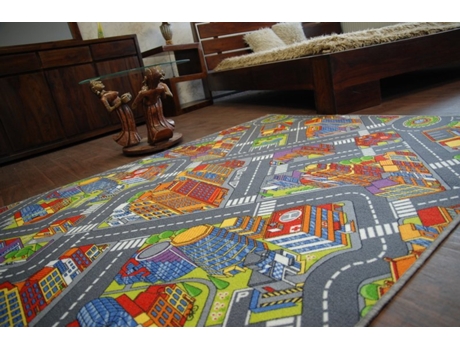 Alfombra Infantil Carreteras Big City Gris (300 x 300 cm)