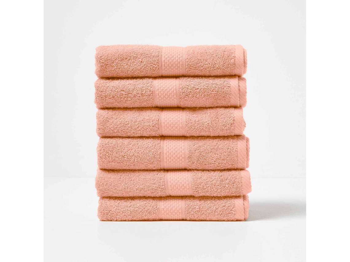 Homescapes Turkish Cotton Hand Towel Set Of 6, Peach