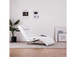 Divánsilla De Masaje Con Almohada De Cuero Sintético Blanco Wsd12258