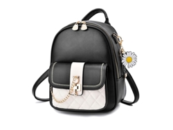 2026-mochila De Cuero Pu Casual Para Escuela, Mini Mochila Para Mujer Con Diseño De Margaritas, Negra