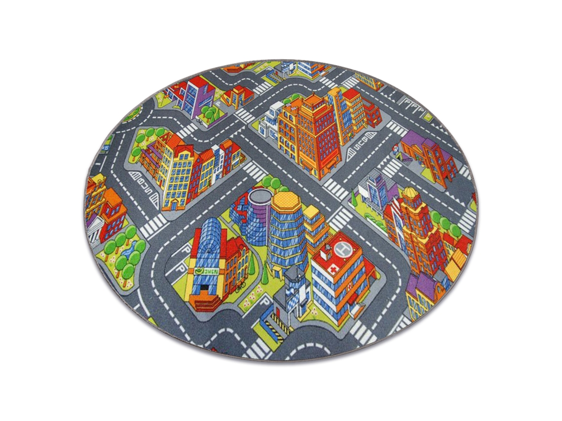 Alfombra Infantil Carreteras Big City Círculo Gris (circulo 150 cm)