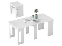Mesa de comedor plegable extensible para hasta 6 personas, color blanco.