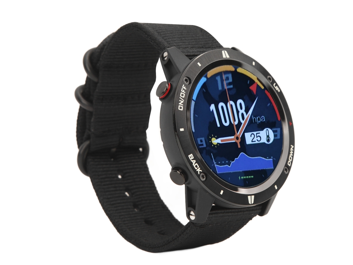 Reloj deportivo inteligente negro de 1,28 pulgadas para correr y nadar.