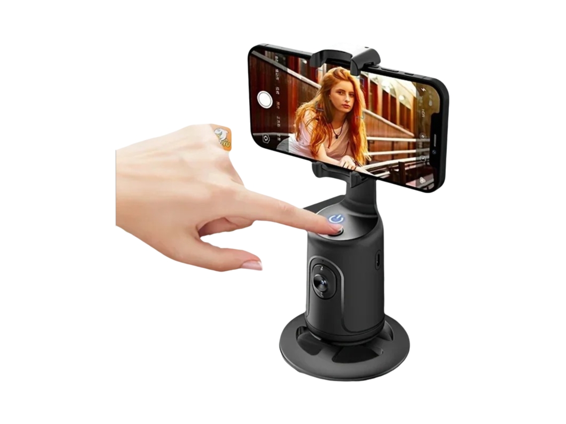 (negro) Seguimiento Automático De Cámara Con Ia, Cardán Con Ventosa Giratoria De 360°, Soporte Para Teléfono