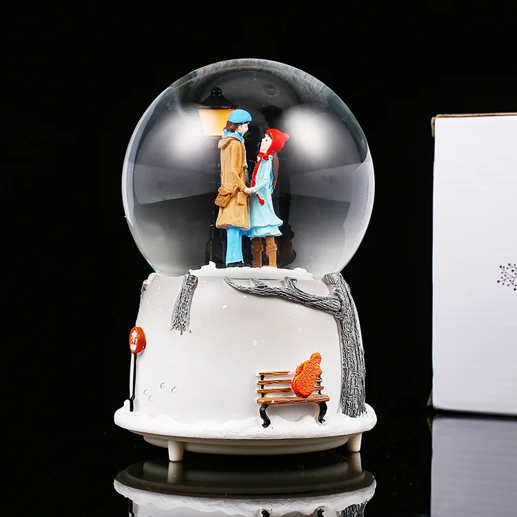 (estilo A) Caja De Música Romántica Sky City Con Led De Bola De Nieve Automática, Un Regalo De Aniversario Perfecto Para Parejas.
