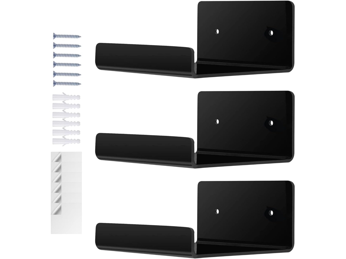 Juego de 3 estantes flotantes de acrílico para almacenamiento y organización de la cocina, estante de pared de 3 piezas | Slowmoose
