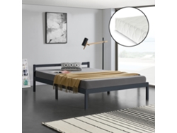 Colchón Cama Doble [ES.CASA] (206 x 146 x 50 cm - Madera de Pino - Gris)