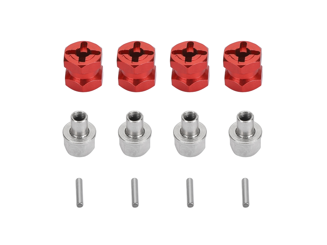 4 Extensores De Buje Hexagonales De 12 Mm Para Coches Rc A Escala 1/10 Axial Traxxas Hsp Redcat Tamiya Hpi Aluminio Rojo
