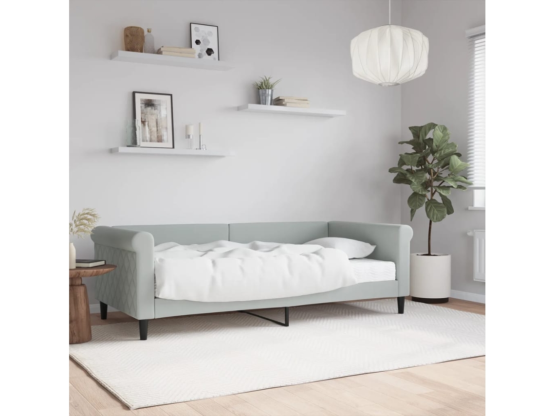 Sofá Cama Con Colchón Terciopelo Gris Claro 90x190 Cm