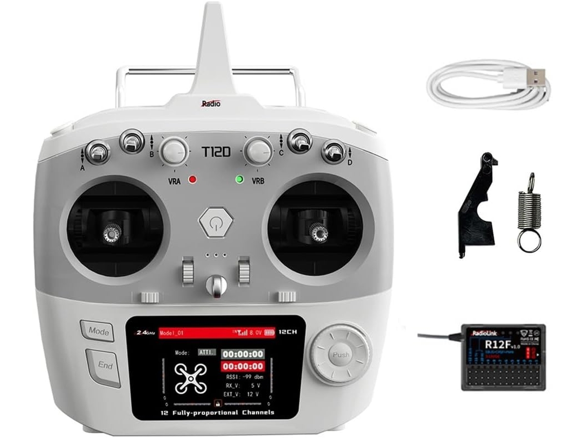 Para Transmisor Rc Radiolink T12d De 12 Canales + Receptor R12f De 2,4 Ghz, Control Remoto Para Dron Fpv Con Alas