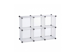 Relaxdays Estantería Modular Pequeña Con 6 Compartimentos, Plástico, Transparente, 65x96x32 Cm