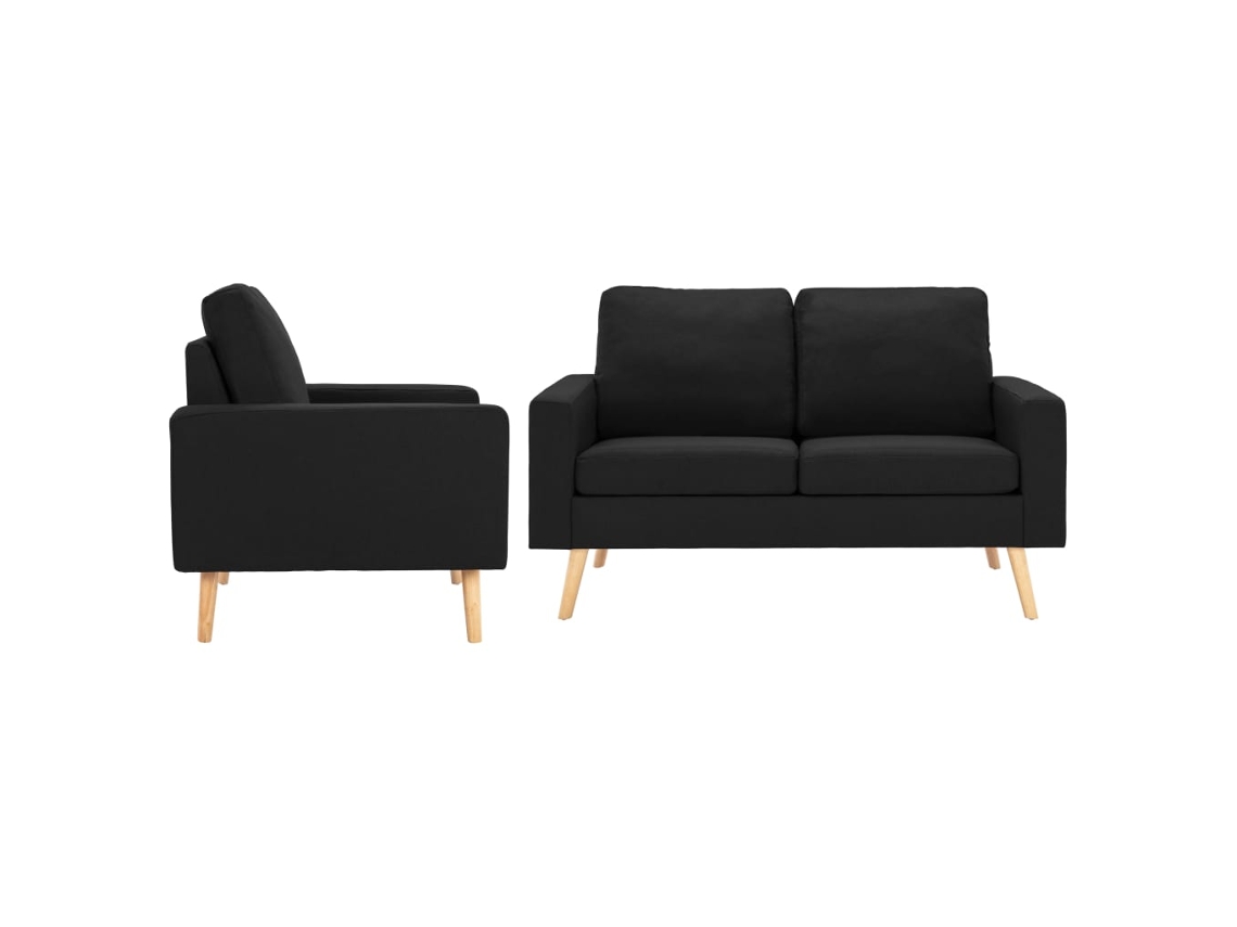 Juego De Sofás De 2 Piezas De Tela Negro
