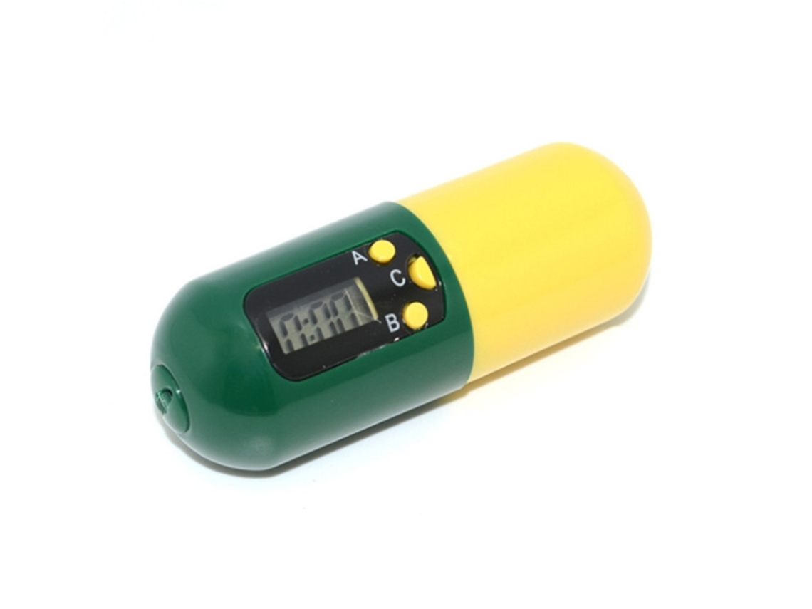 Pastillero electrónico de gran capacidad con recordatorio inteligente (amarillo y verde).